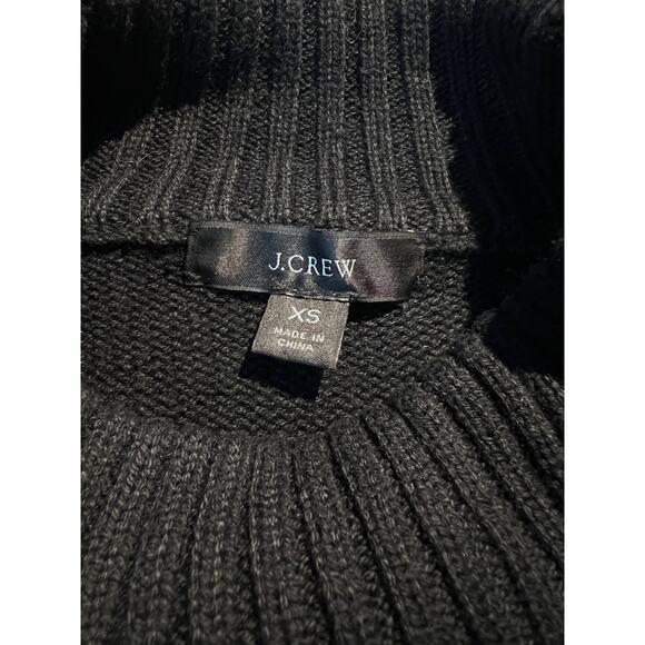 J. Crew Cotton Cashmere Patch Pocket Sweater Mock Neck Black Cozy Autumn Modern - Picture 3 of 4